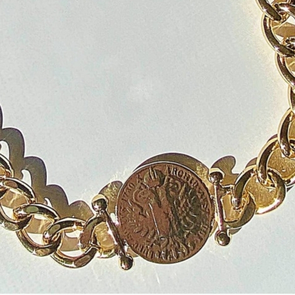 18K Gold Plated Chunky Coin Chain Link Necklace - Picture 7 of 7